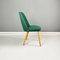 Mid-Century Italian Modern Forest Green Fabric and Wood Chairs, 1960s, Set of 4, Image 4
