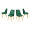 Mid-Century Italian Modern Forest Green Fabric and Wood Chairs, 1960s, Set of 4 1