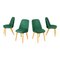 Sedie Mid-Century moderne in legno e tessuto verde, Italia, anni '60, set di 4, Immagine 1