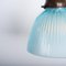 Antique Blue Holophane Glass Pendant Light with Copper Galleries, 1930s 11
