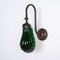 Lámpara de pared ajustable Art Déco vintage de vidrio verde, años 30, Imagen 1
