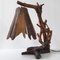 Brutalist Table Lamp in Carved Wood, 1970s 2