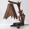 Brutalist Table Lamp in Carved Wood, 1970s, Image 2