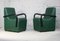 Steel and Green Leatherette Chairs, France, 1980s, Set of 2 1