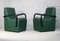 Steel and Green Leatherette Chairs, France, 1980s, Set of 2, Image 1