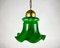 Green Glass & Gilt Brass Ceiling Lamp, Belgian, 1980s 1