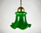 Green Glass & Gilt Brass Ceiling Lamp, Belgian, 1980s, Image 1