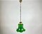 Belgische Deckenlampe aus grünem Glas & vergoldetem Messing, 1980er 2