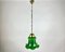 Green Glass & Gilt Brass Ceiling Lamp, Belgian, 1980s 2
