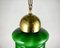Green Glass & Gilt Brass Ceiling Lamp, Belgian, 1980s 7