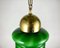 Green Glass & Gilt Brass Ceiling Lamp, Belgian, 1980s, Image 7