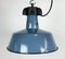 Industrial Blue Enamel Factory Lamp with Cast Iron Top, 1960s 6