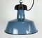 Industrielle Fabriklampe aus blauer Emaille mit Gusseisenplatte, 1960er 6
