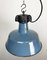 Industrielle Fabriklampe aus blauer Emaille mit Gusseisenplatte, 1960er 8