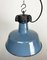 Lámpara de fábrica industrial esmaltada en azul con superficie de hierro fundido, años 60, Imagen 8