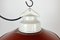 Industrial Red Enamel Porcelain Pendant Light with Ribbed Clear Glass, 1970s 3