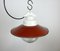 Industrial Red Enamel Porcelain Pendant Light with Ribbed Clear Glass, 1970s 7