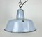 Lámpara colgante industrial de fábrica esmaltada en gris, años 60, Imagen 5