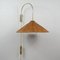 Adjustable Brass and Rattan Wall Light attributed to Jt Kalmar,, Austria, 1950s 2