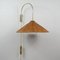 Lámpara de pared ajustable de latón y ratán atribuida a Jt Kalmar, Austria, años 50, Imagen 2
