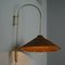 Lámpara de pared ajustable de latón y ratán atribuida a Jt Kalmar, Austria, años 50, Imagen 11