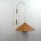Lámpara de pared ajustable de latón y ratán atribuida a Jt Kalmar, Austria, años 50, Imagen 15