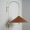 Adjustable Brass and Rattan Wall Light attributed to Jt Kalmar,, Austria, 1950s 12