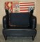 Butaca con bandera estadounidense Kilim y cuero negro de George Smith Howard & Sons, Imagen 15