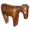Taburete de burro Omersa vintage grande de cuero marrón de Abercrombie & Fitch, años 40, Imagen 1