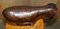Taburete de burro Omersa vintage grande de cuero marrón de Abercrombie & Fitch, años 40, Imagen 8