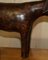 Taburete de burro Omersa vintage grande de cuero marrón de Abercrombie & Fitch, años 40, Imagen 5