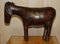 Taburete de burro Omersa vintage grande de cuero marrón de Abercrombie & Fitch, años 40, Imagen 11