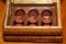 Antique Regency Shot Glass Bar Set in Brown Leather Box, 1820, Set of 6 12