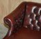 Chesterfield Tufted Sofas in Bordeaux Brown Leather from Harrods London, Set of 2, Image 14