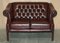 Chesterfield Tufted Sofas in Bordeaux Brown Leather from Harrods London, Set of 2 19