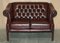 Chesterfield Tufted Sofas in Bordeaux Brown Leather from Harrods London, Set of 2, Image 19