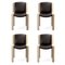 Chair 300 in Wood and Sørensen Leather by Joe Colombo, Set of 4 2