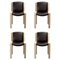 Chair 300 in Wood and Sørensen Leather by Joe Colombo, Set of 4 1
