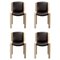 Chair 300 in Wood and Sørensen Leather by Joe Colombo, Set of 4, Image 1