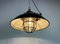 Industrial Black Enamel and Cast Iron Cage Pendant Light, 1950s 15