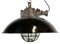 Industrial Black Enamel and Cast Iron Cage Pendant Light, 1950s 1