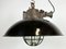 Industrial Black Enamel and Cast Iron Cage Pendant Light, 1950s 6