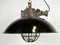 Industrial Black Enamel and Cast Iron Cage Pendant Light, 1950s, Image 6