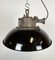 Industrial Black Enamel and Cast Iron Cage Pendant Light, 1950s 8