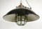 Industrial Black Enamel and Cast Iron Cage Pendant Light, 1950s 10