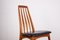 Danish Teak and Black Skai Model Eva Side Chairs by Niels Koefoed, 1960s, Set of 6 17