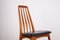 Danish Teak and Black Skai Model Eva Side Chairs by Niels Koefoed, 1960s, Set of 6, Image 17