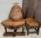 Brutalist Brazilian Leather Chair and Hocker, 1960s, Set of 2, Image 18