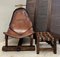 Brutalist Brazilian Leather Chair and Hocker, 1960s, Set of 2, Image 17