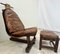 Brutalist Brazilian Leather Chair and Hocker, 1960s, Set of 2 21